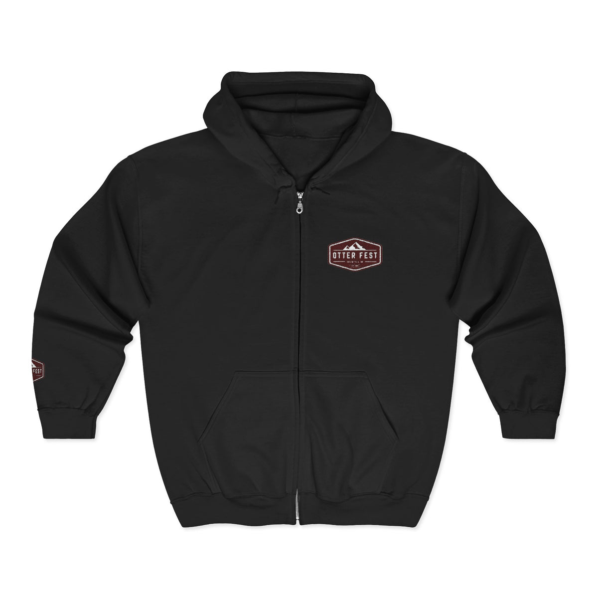 Otter Fest Shield Logo Zip Hoodie | White Full-Zip Sweatshirt