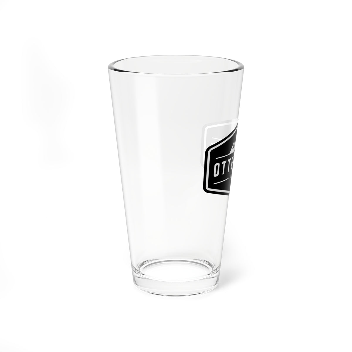 Black Otter Fest Mountain Badge Mixing Glass | 16oz Pint Glass