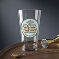Shy Blue & Moss Do Good Feel Good For Good logo Mixing Glass, 16oz | Retro Mountain Badge