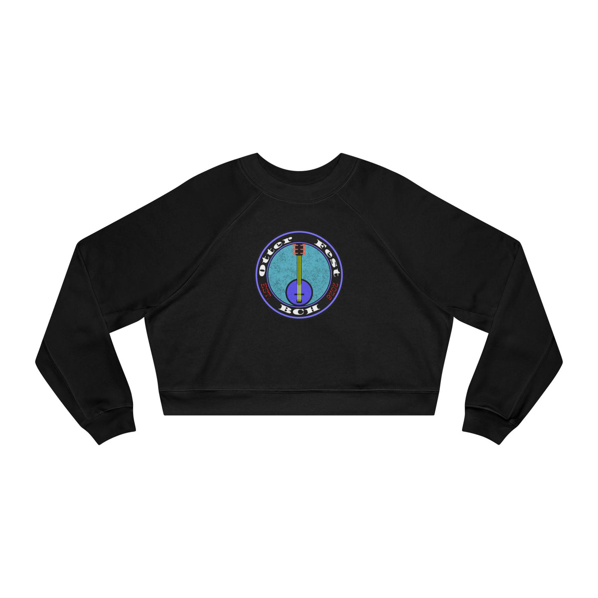 Otter Fest Picking' & Grinning Women's Cropped Banjo Sweatshirt | Musician Instrument Graphic