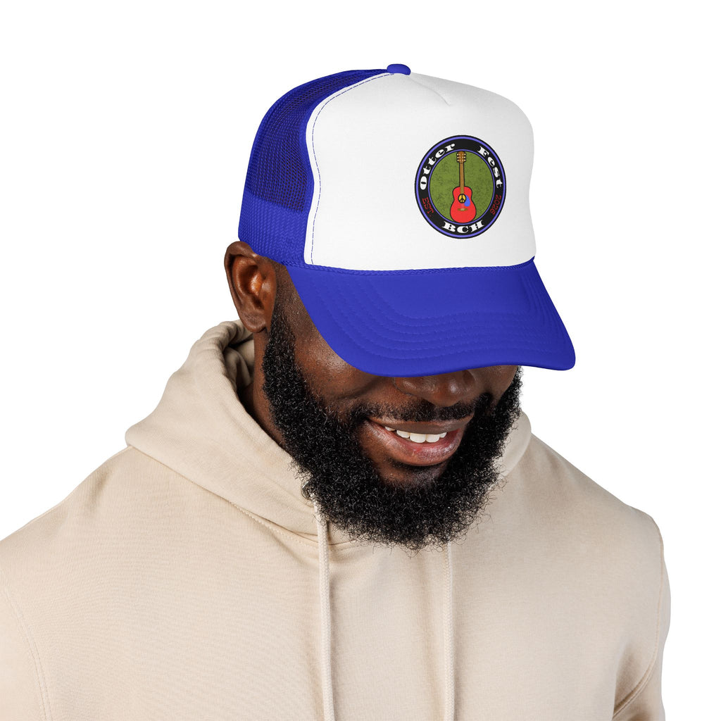 Otter Fest Retro Peace Sign/ Acoustic Guitar Patch Foam Trucker Hat |