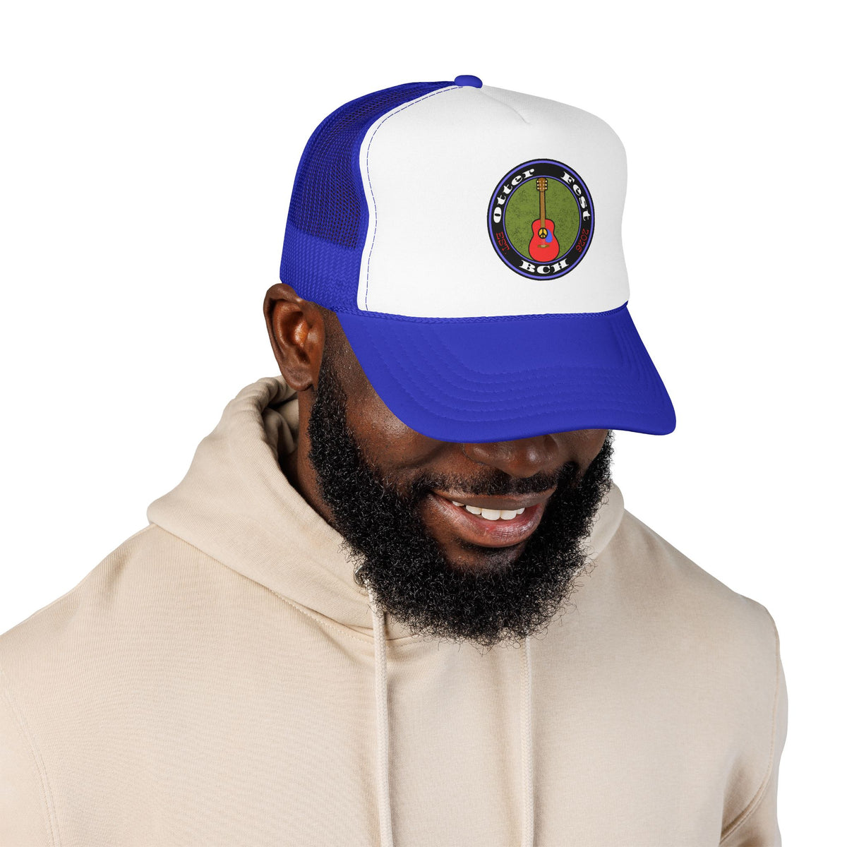 Otter Fest Retro Peace Sign/ Acoustic Guitar Patch Foam Trucker Hat |