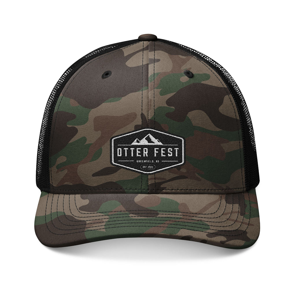 Otter Fest patch camo Trucker Hat | Embroidered outdoor logo cap