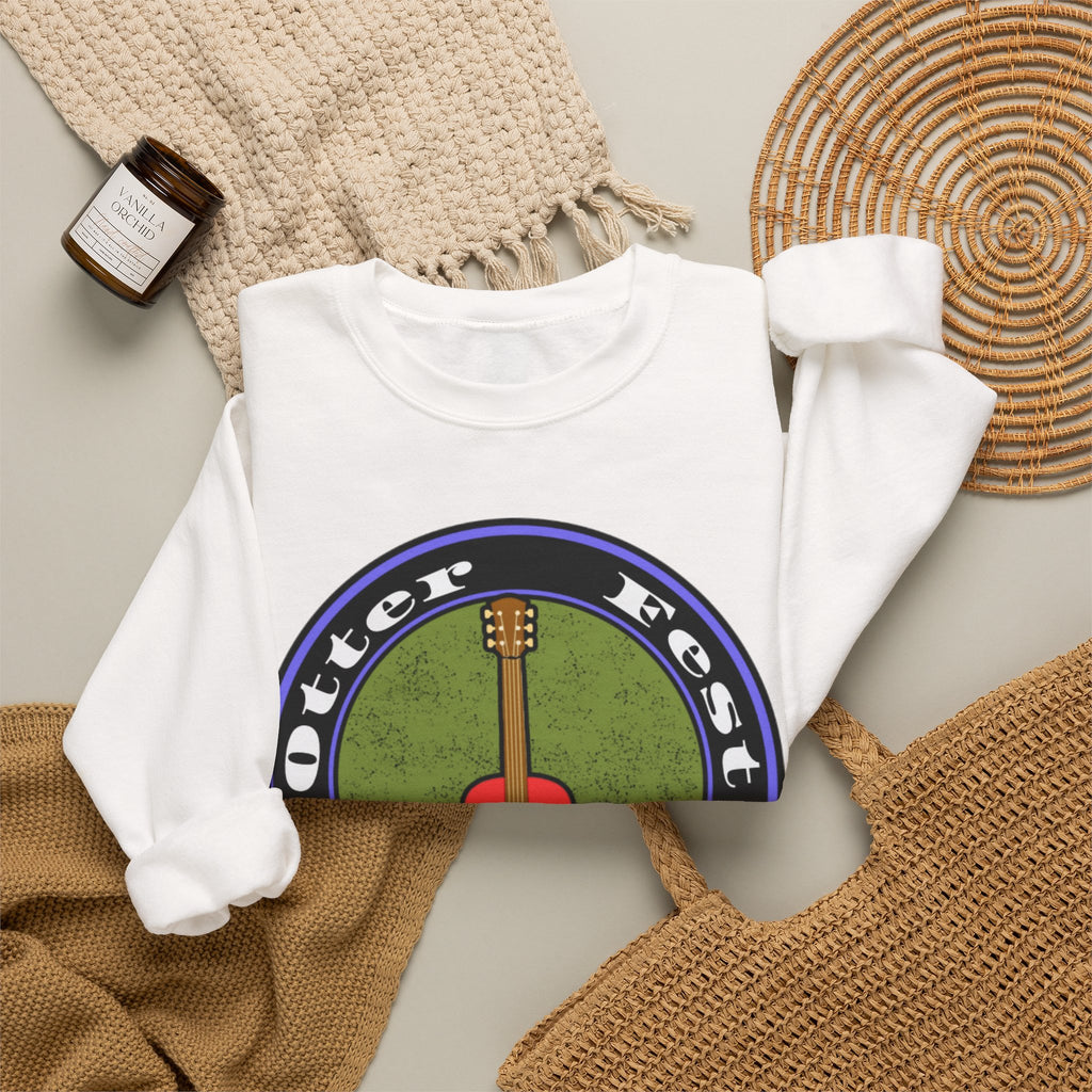 Acoustic Guitar Circle Logo Sweatshirt | Retro Folk Music Graphic