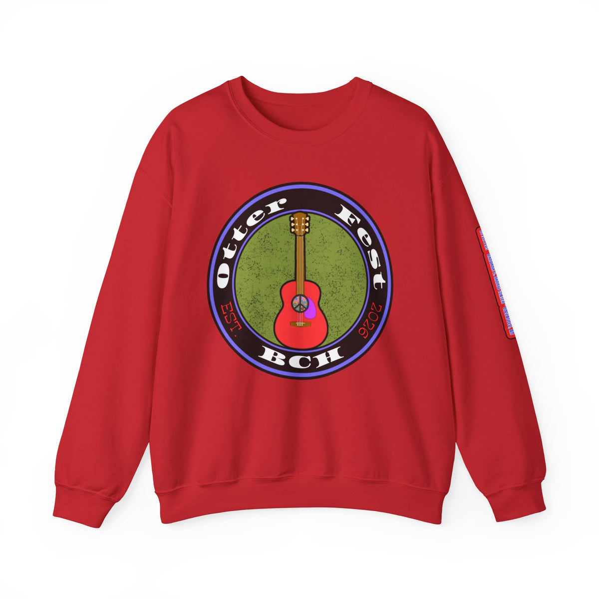 Acoustic Guitar Circle Logo Sweatshirt | Retro Folk Music Graphic