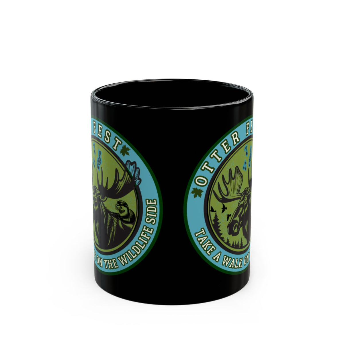 Otter Fest Moose Is On The Loose Mug | Black Ceramic Coffee Cup