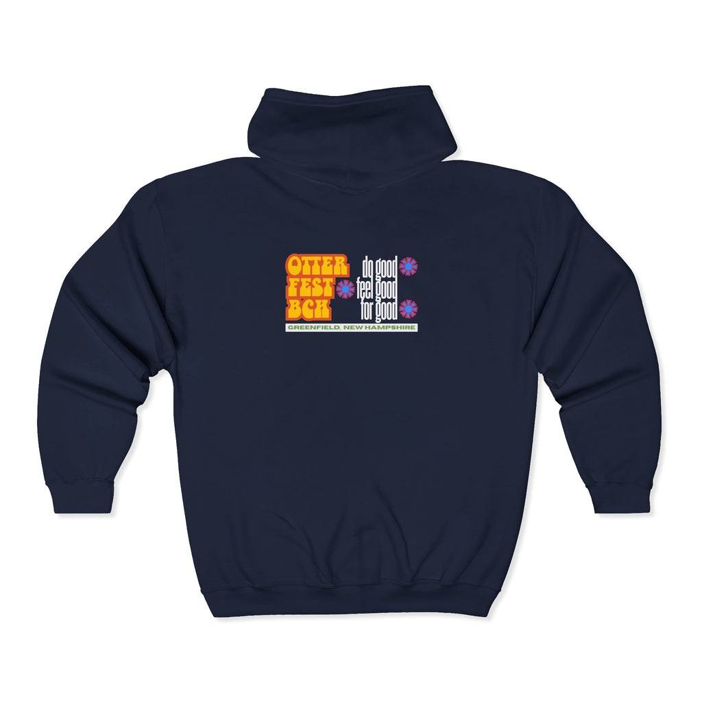 Otter Fest BCH Do Good, Feel Good, For Goo Zip Hoodie | Otter Illustration, Retro Block Text