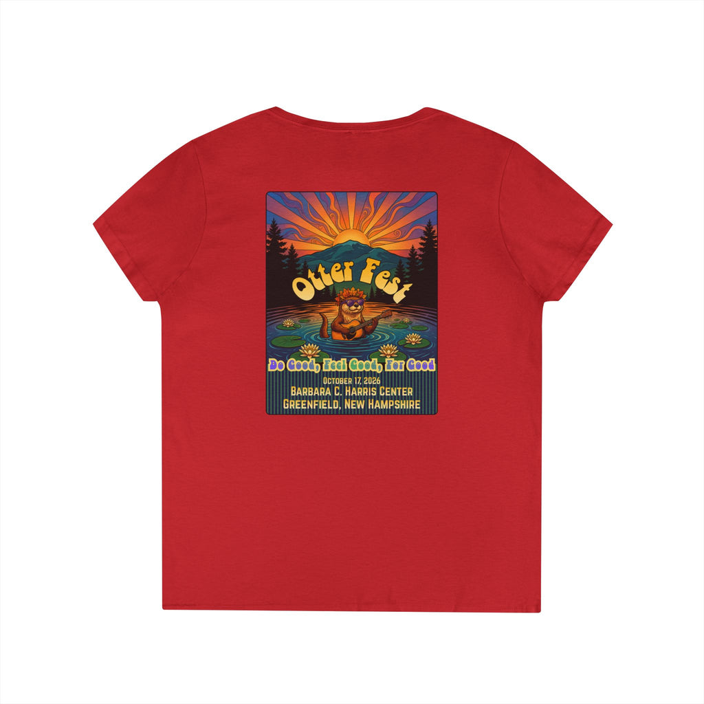 Otter Fest graphic V-Neck T-Shirt | Otter Illustration, Sunset Lake Scene