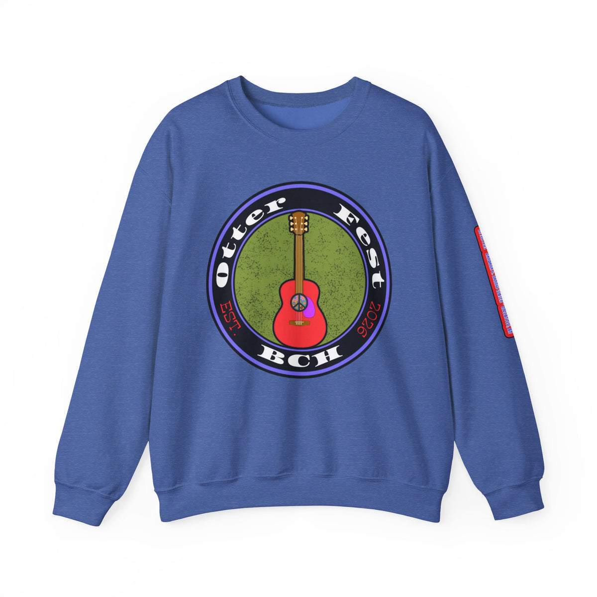 Acoustic Guitar Circle Logo Sweatshirt | Retro Folk Music Graphic