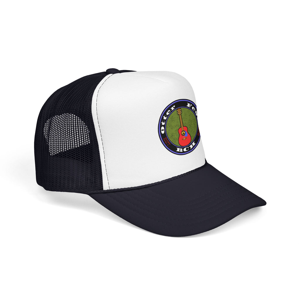 Otter Fest Retro Peace Sign/ Acoustic Guitar Patch Foam Trucker Hat |