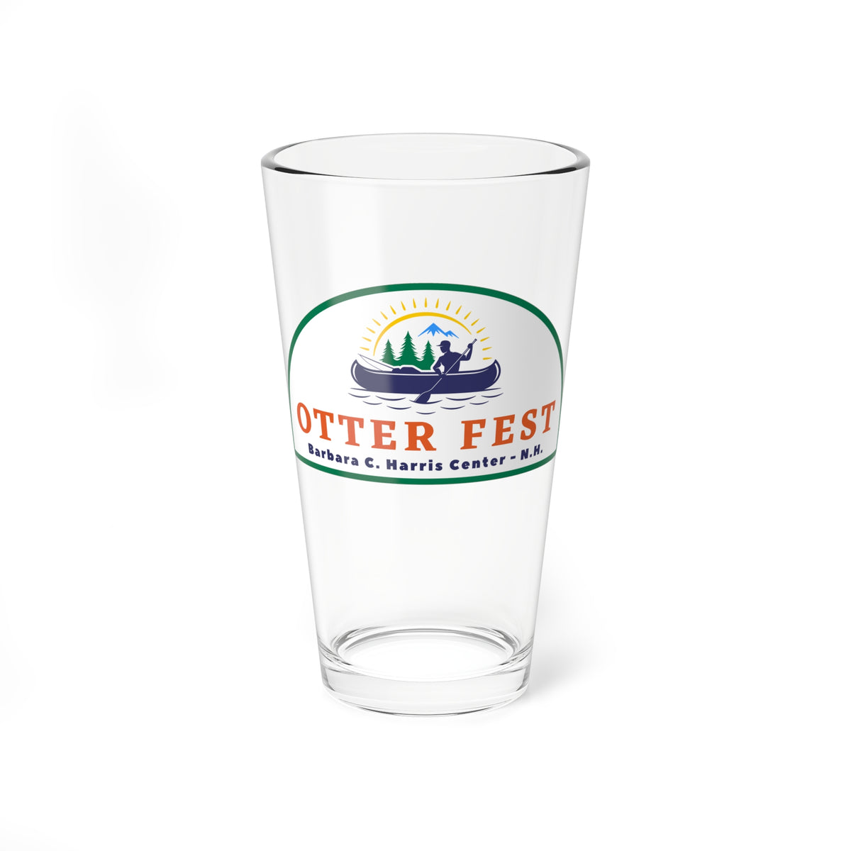 Otter Fest Canoe & Lake Logo Mixing Glass 16oz |  Pint Glass