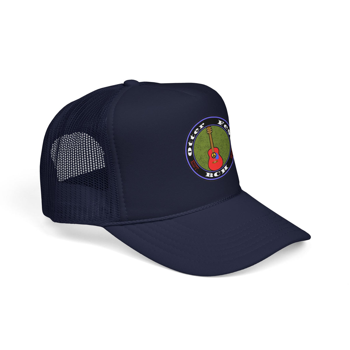 Otter Fest Retro Peace Sign/ Acoustic Guitar Patch Foam Trucker Hat |